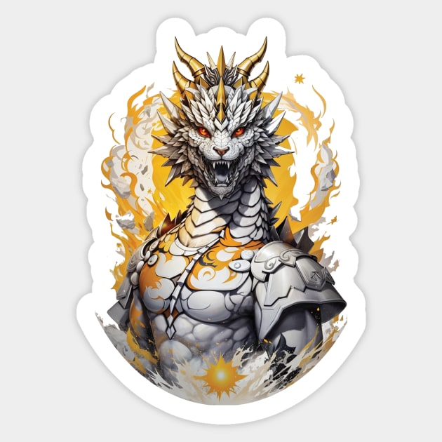 Japanese white Dragon Design for tshirt white dragon design T-shirt Sticker by Kenkoa